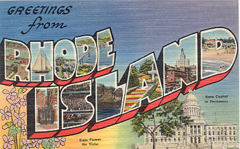 Featured is a Rhode Island big-letter postcard image from the 1940s obtained from the Teich Archives (private collection).